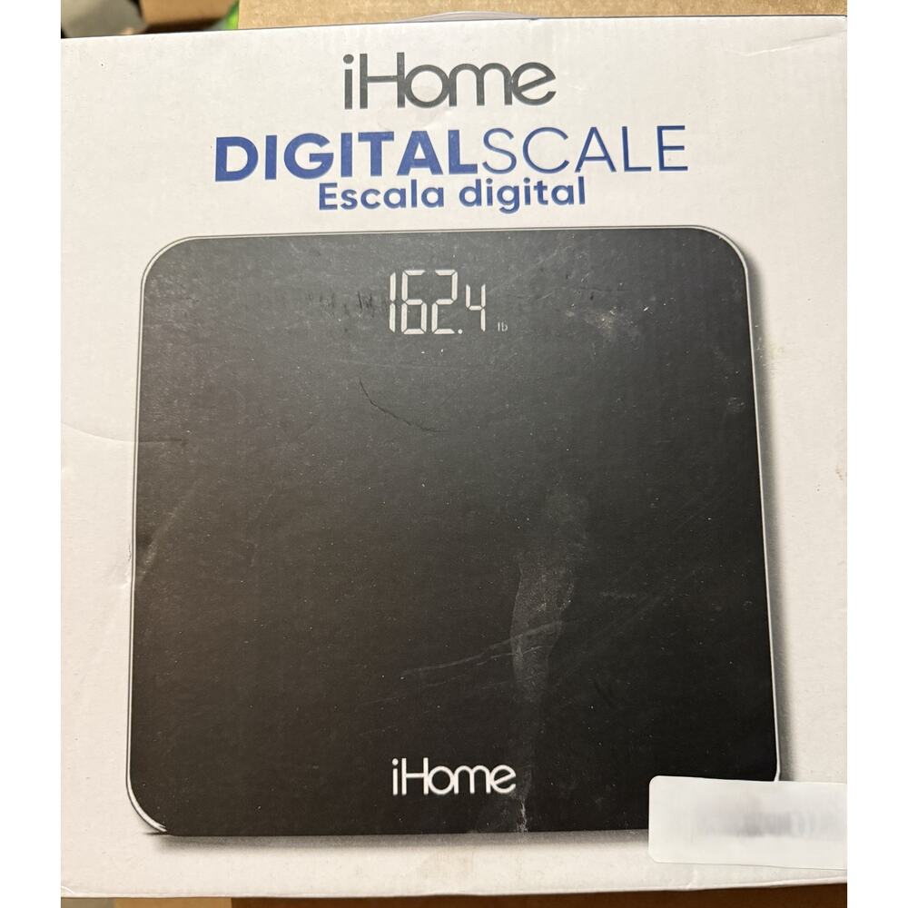 iHome Digital Battery Powered Bathroom Scale in Black up to 400 lbs New Open Box